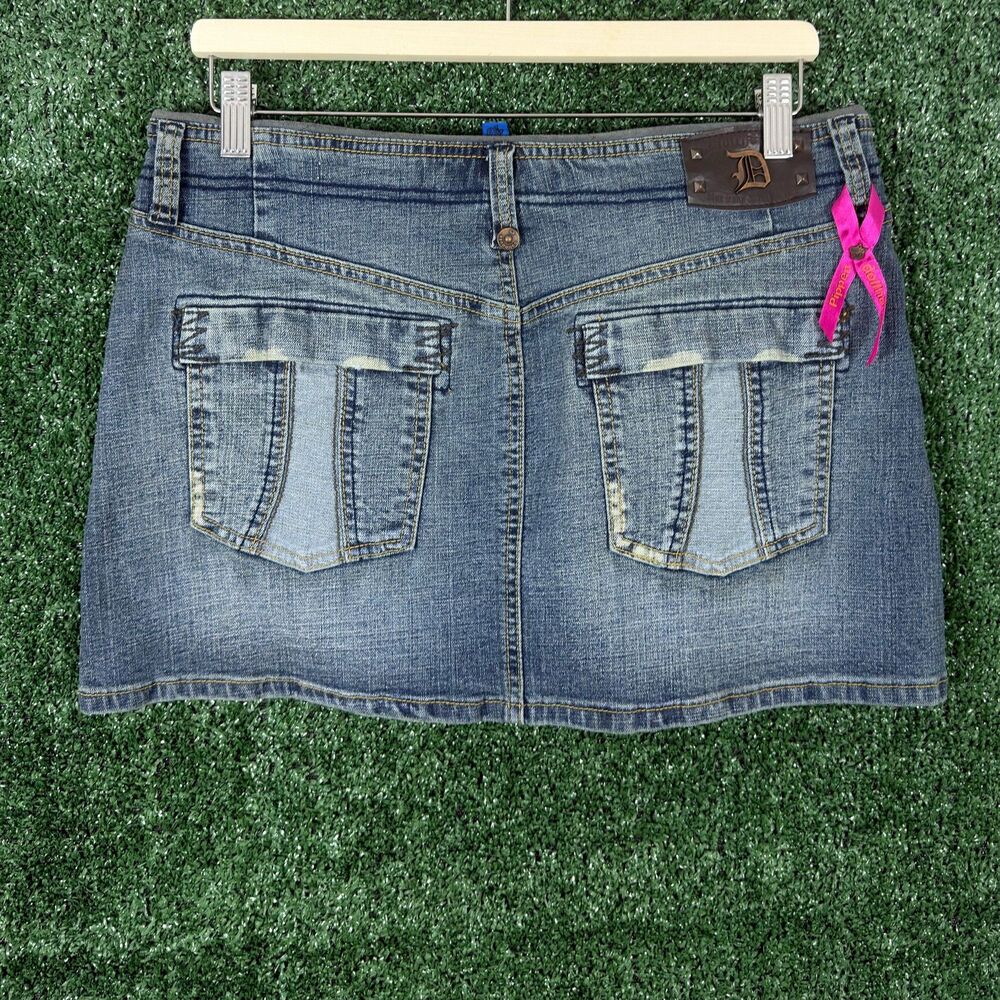 Dollhouse Pippen Women's Denim Jean Mini Skirt Size 11/12 Blue Y2K Baby Doll